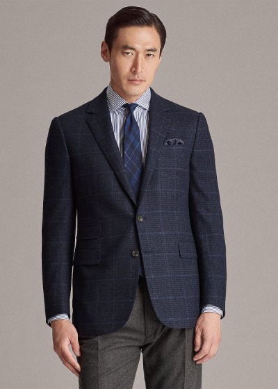 Cazadoras Ralph Lauren Hombre Azul Marino / Azules - Gregory Plaid Wool - TRZIY6729